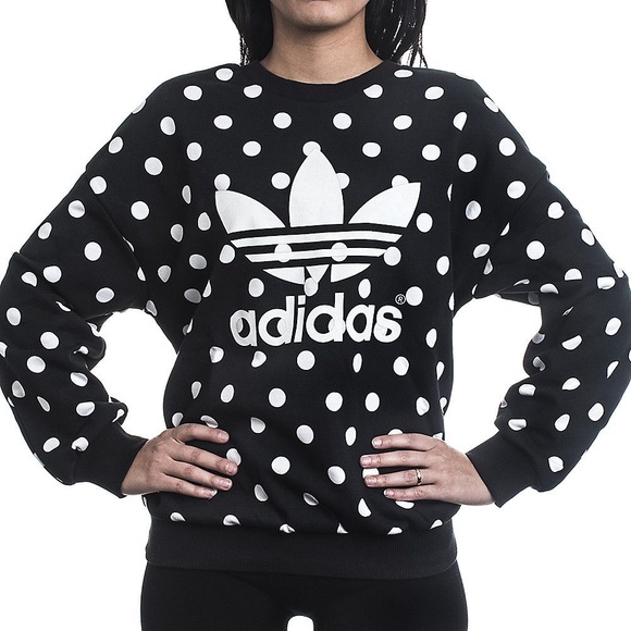 Adidas Women's Black and White Polka Dot Hoodie - Picture 1 of 7